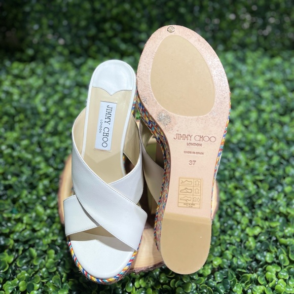 JIMMY CHOO Dovina 100 Latte Nappa Wedges 6.5 - Picture 5 of 13